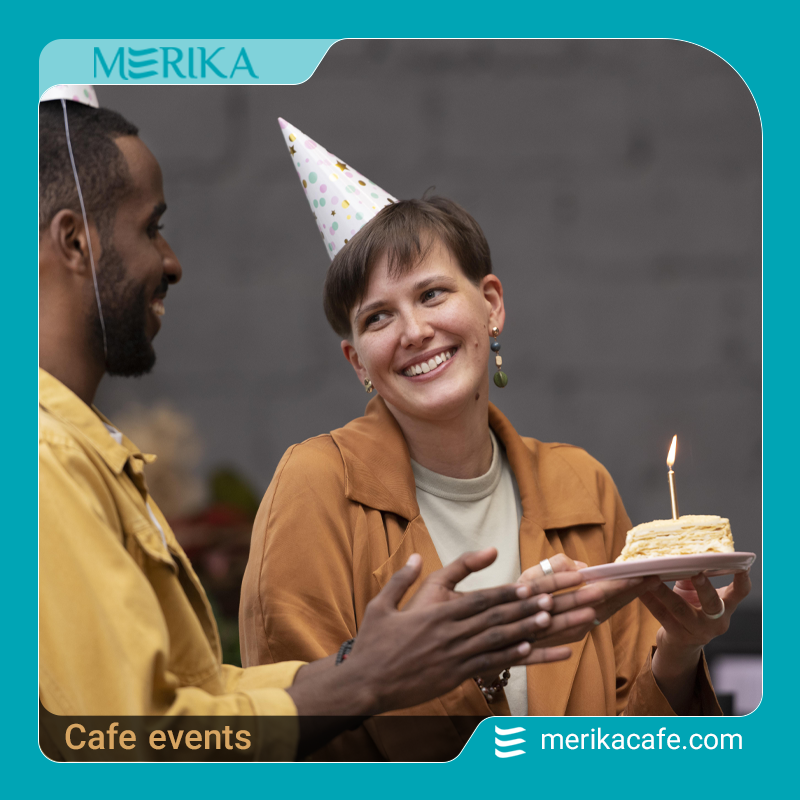 a woman Birthday event: café event example